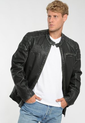 Mustang Leather jacket - black  anthra