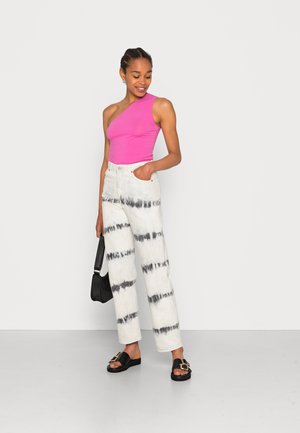 CINDY ONE SHOULDER TANK 2 Pack - Toppe - white/pink