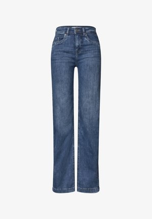 Street One, HIGH WAIST WIDE LEG JEANS IM LOOSE FIT - Pernera ancha - medium blue soft washed
