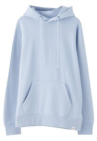 Sweat à capuche bleu clair avec poche kangourou à l'avant, capuche avec cordon de serrage, manches longues, poignets et ourlet côtelés.