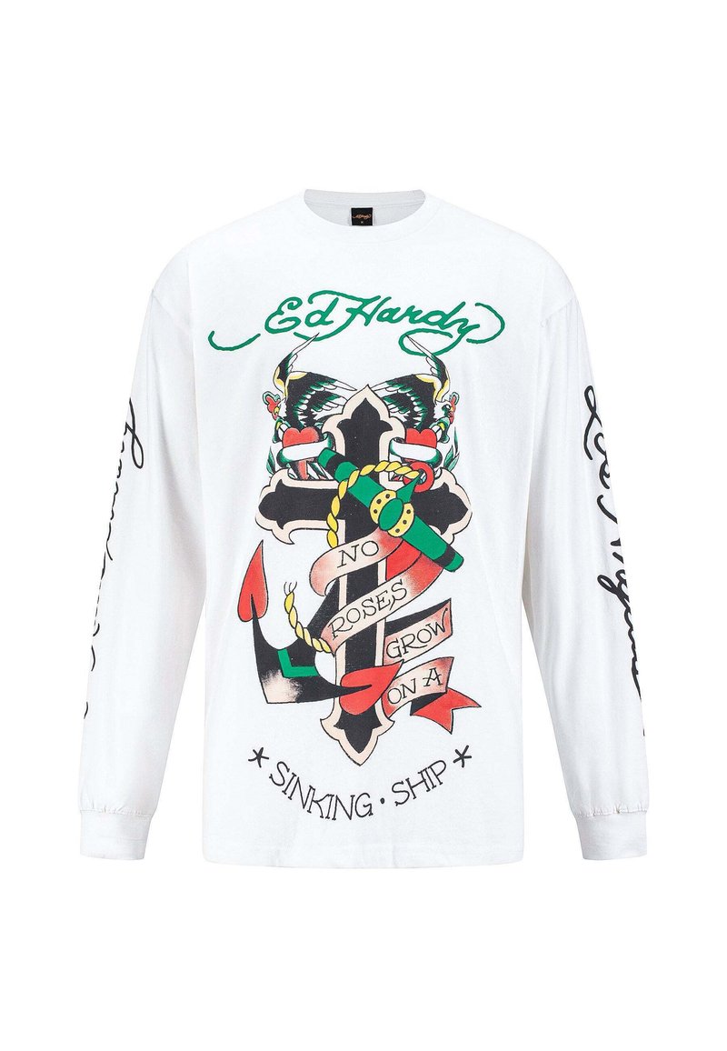 Ed Hardy NO ROSES GROW LONG SLEEVE - Longsleeve - white/wit - Zalando.nl