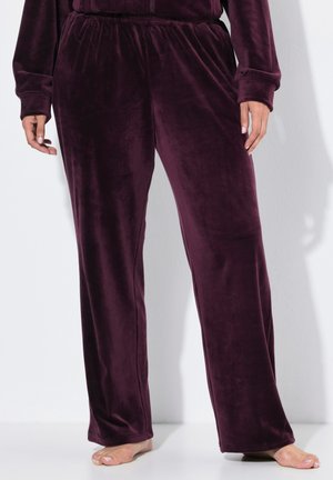 Ulla Popken, VELOUR ELASTIC WAIST LOUNGE PANTS - Pantalón de pijama - dark plum