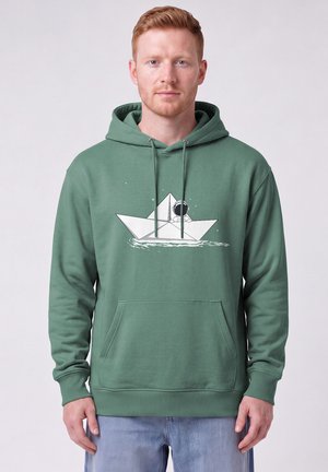 watapparel, ASTRONAUT IN PAPER BOAT UNISEX - Kapuzenpullover - green bay