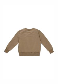 Khaki bluza z okrągłym dekoltem, długimi rękawami i ściągaczami. Gładka tekstura i prosty design, bez wzorów ani logo.