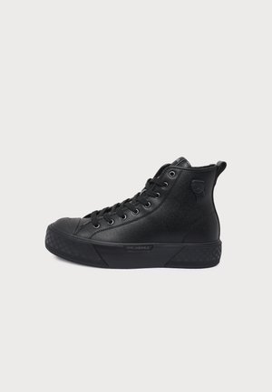 KARL LAGERFELD, KAMPUS MAX NFT RELIEF HI LINED - Боти с връзки до глезена - black / mono