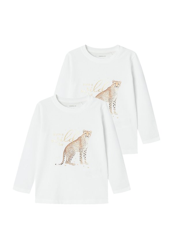 2ER-MIT GEPARD UND SCHRIFTZUG - Langarmshirt - weiß