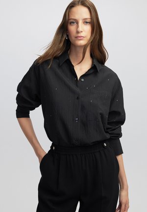 ELASTIC WAIST WITH BUTTONS - Pantalones - black