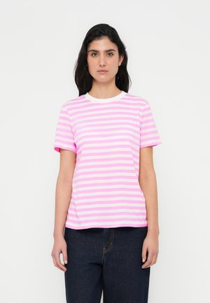 Pieces PCRIA TEE STRIPES - T-shirts print - pastel lavender/bright white