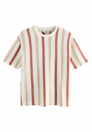 TEXTURED VERTICAL STRIPE - Print T-shirt - red white
