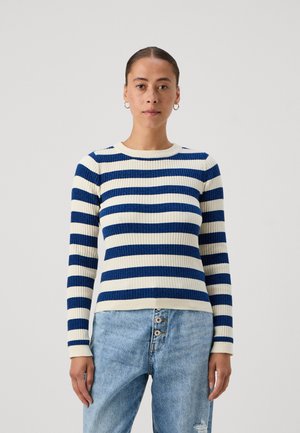 Vero Moda Petite VMCHILI O NECK STRIPE - Strikkegenser - birch/navy