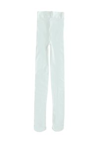 Witte, ondoorzichtige leggings met een zachte textuur en een elastische tailleband, met een rechte snit en zonder extra patronen of ontwerpen.