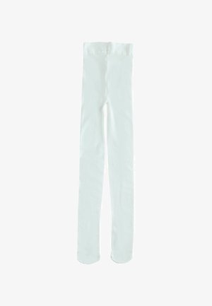 Weiße, opake Leggings mit weichem Material und elastischem Bund. Sie haben einen geraden Schnitt und keine zusätzlichen Muster oder Designs.