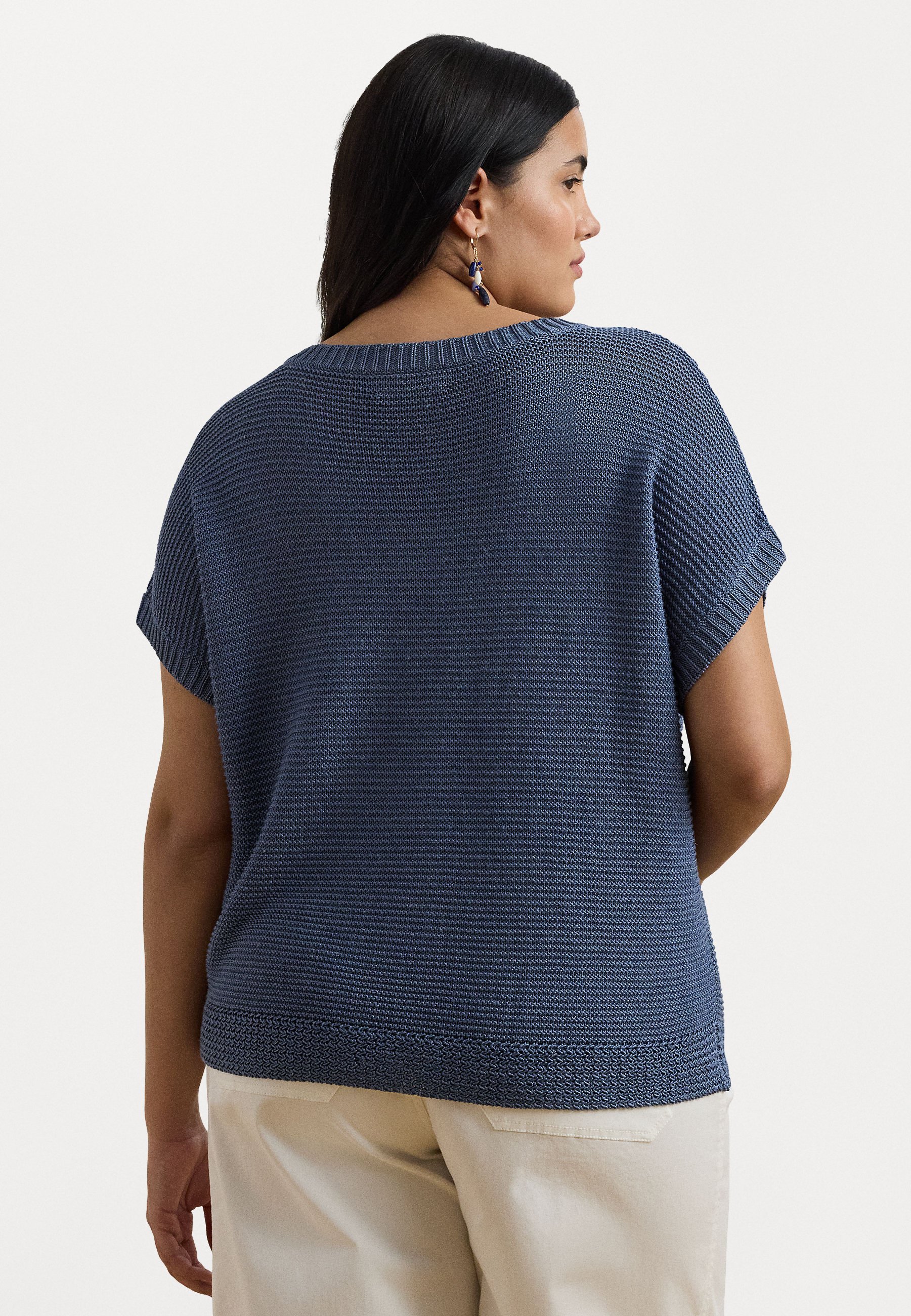 売れ筋商品|||ラルフローレン ニット&セーター アウター レディース Women's Linen-Blend Short-Sleeve V-Neck Sweater Capri Blue Lauren Ralph Lauren Women's Linen-Blend Short-Sleeve V-Neck
