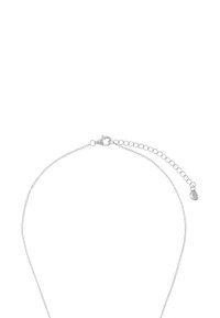 Srebrny naszyjnik łańcuchowy z delikatnym wzorem ogniw. Posiada zapięcie typu lobster oraz regulowany łańcuszek przedłużający z okrągłą zawieszką.