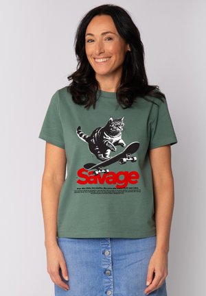 SAVAGE CAT - T-shirt imprimé - green bay