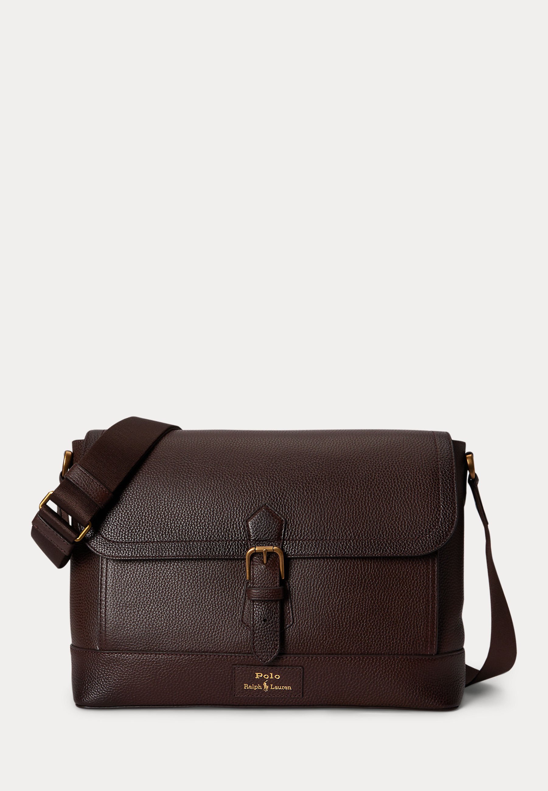 Polo Ralph Lauren PEBBLED LEATHER MESSENGER BAG - Cross body bag