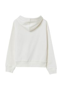 Felpa con cappuccio di colore crema dal design cropped, con polsini e orlo a costine. Tessuto morbido senza motivi o accenti visibili.