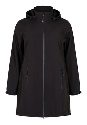 Zizzi WITH DETACHABLE HOOD - Halflange jas - black