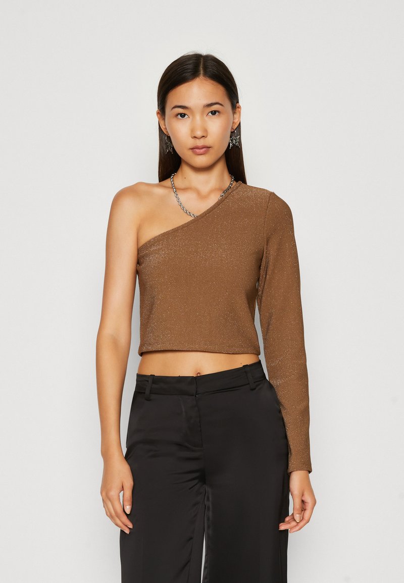 Pieces PCSALINE CROPPED ONE SHOULDER - Μπλούζα με μακριά μανίκια - toasted coconut