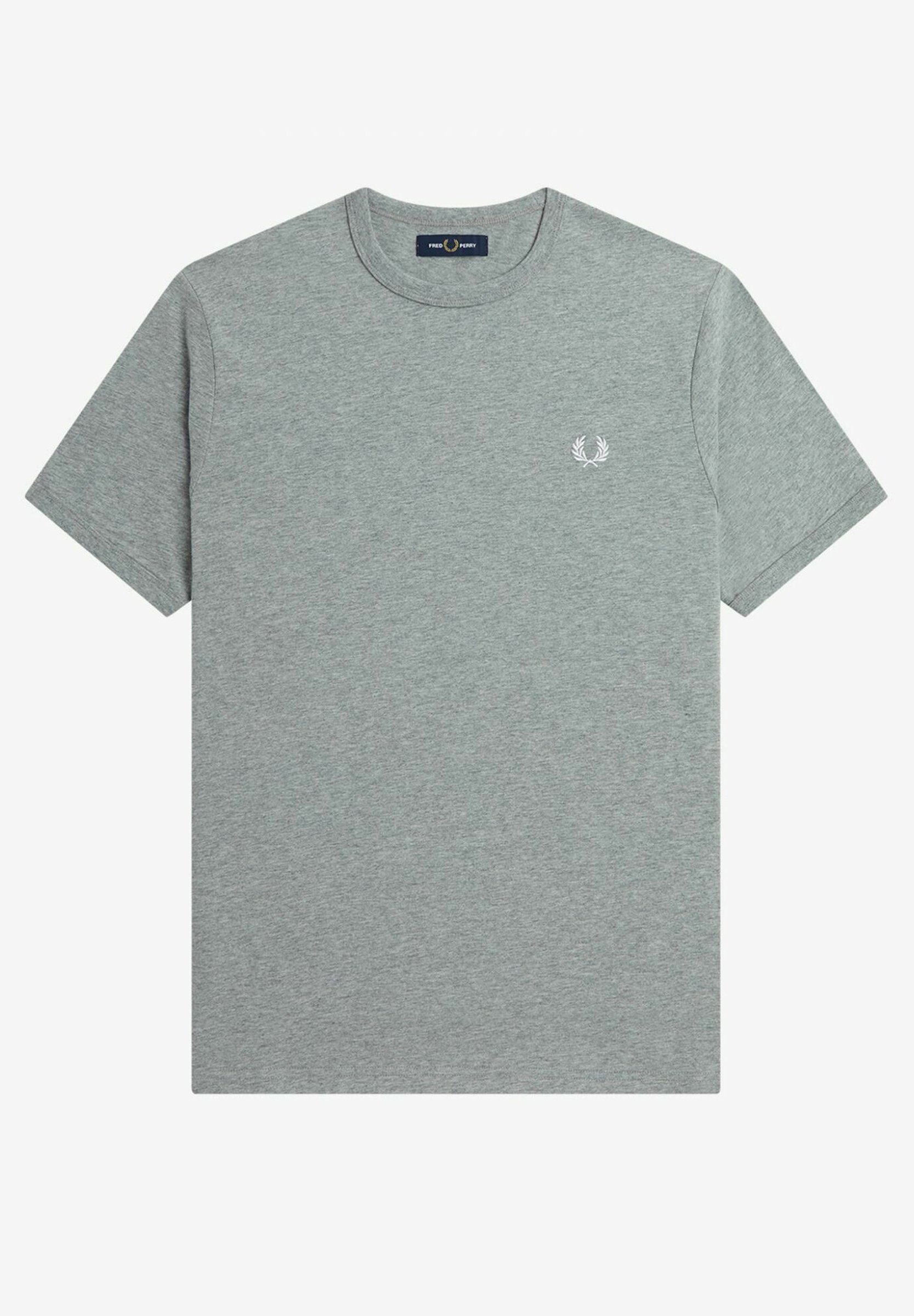 T-shirt Fred Perry Homme – Gris Chiné – Taille M – Coton – Occasion (décoloré Devant)