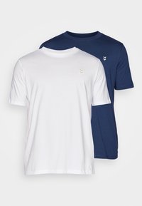 HMLPULSE REGULAR 2 PACK - T-shirts basic - dress blues/white