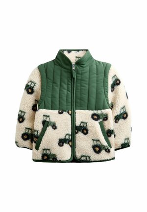 JoJo Maman Bébé, ZIP-OFF SLEEVE 2-IN-1 BORG FLEECE - Veste polaire - khaki green tractor