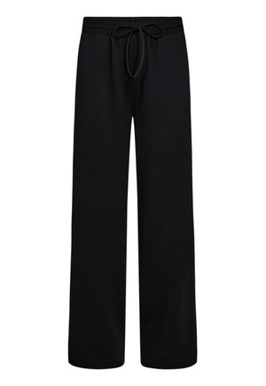 Zwarte sweatpants met een wijd pijpdesign, gemaakt van zacht materiaal. Voorzien van een elastische tailleband met een trekkoord voor een verstelbare pasvorm.