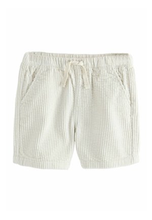 Kremowe szorty sztruksowe z elastycznym pasem, sznurkiem z przodu i dwoma bocznymi kieszeniami.