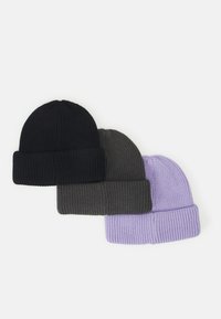 Pier One UNISEX 3 PACK - Beanie - black/dark grey/lilac