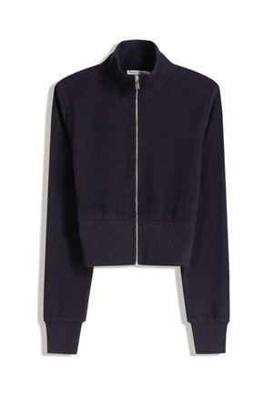Bershka Športna jopa s kapuco na zadrgo - dark blue