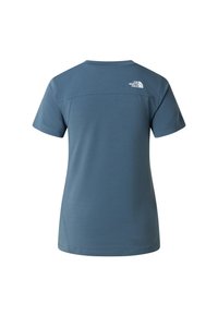 Koszulka z krótkim rękawem i okrągłym dekoltem w kolorze ciemnoniebieskim. Charakteryzuje się subtelną fakturą oraz białym logo na górnej części pleców.