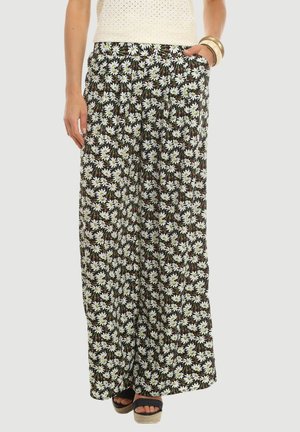 FLUIDO ESTAMPADO DE FLORES - Pantalones - black