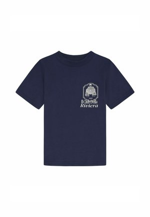 Camiseta de manga corta azul marino con emblema blanco y texto "Il Club Della Riviera 1969" en el pecho izquierdo.