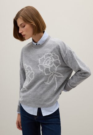 WITH FLORAL DETAILS - Maglione - grey marl