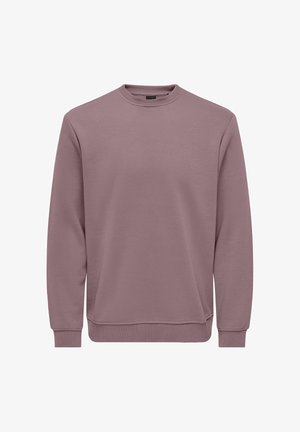 Lillakasmannise kaelusega dressipluus pikkade varrukate ning soonikuga mansettide ja äärega, esitletud valgel taustal.