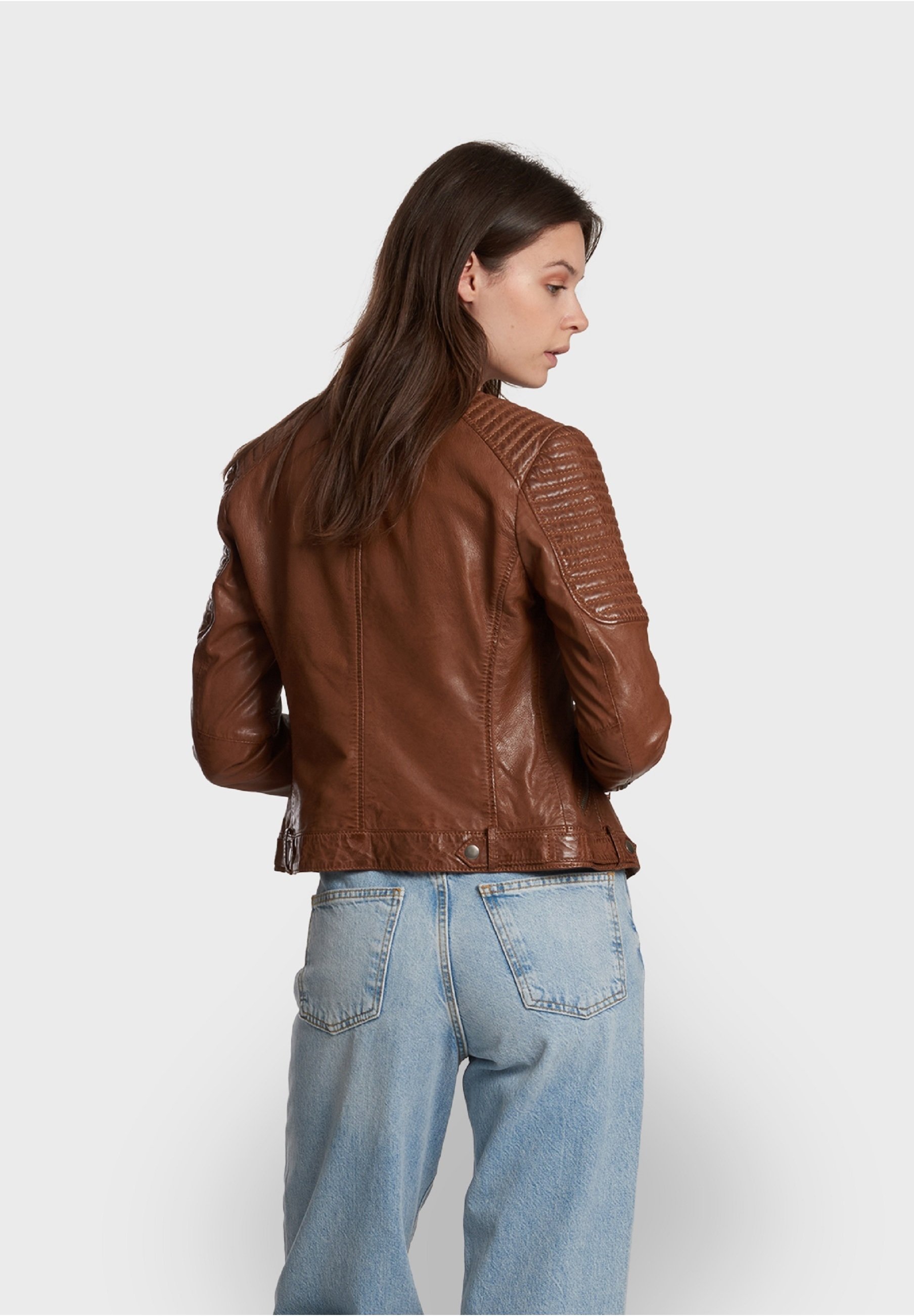 cognac color leather jacket
