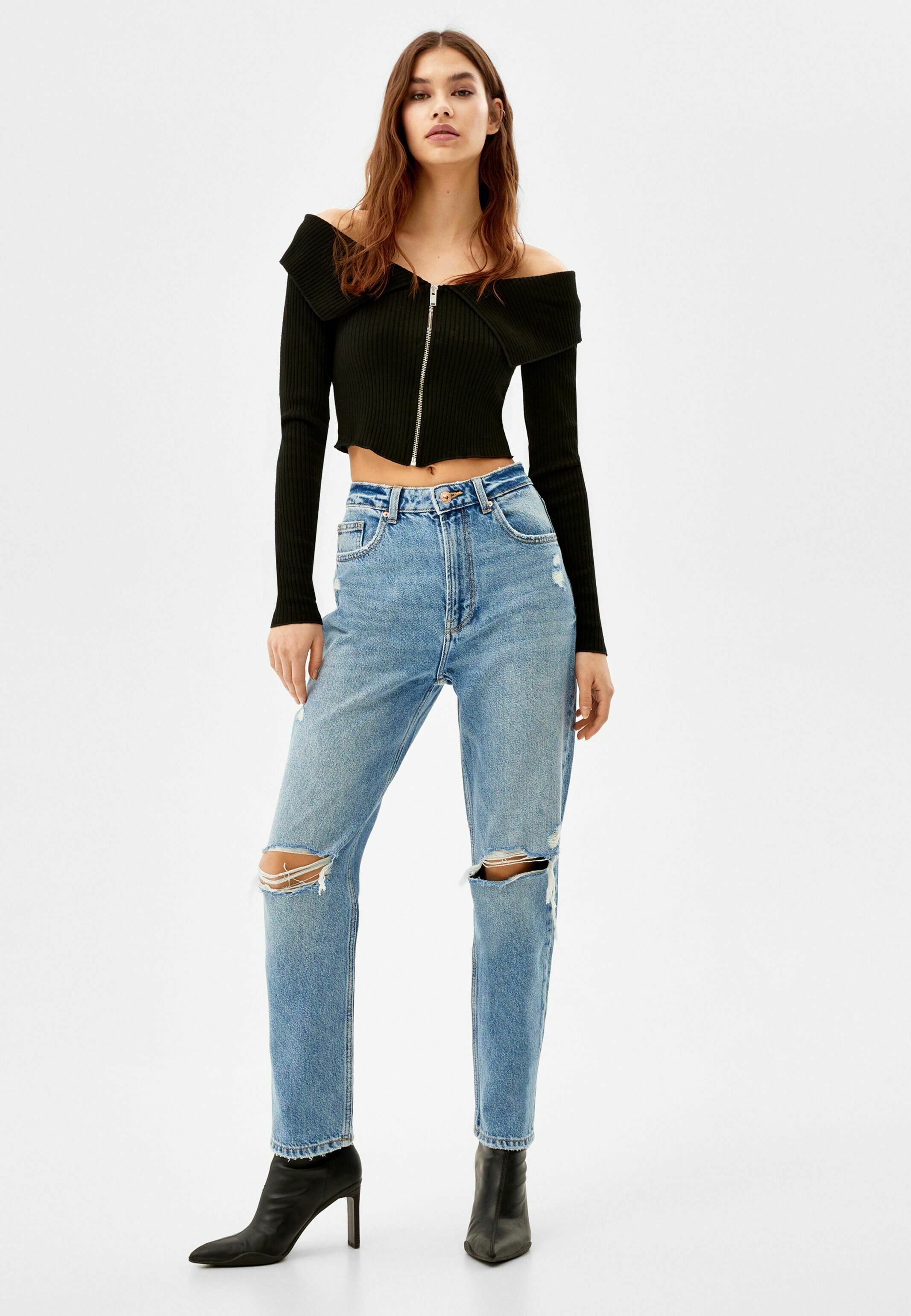 Bershka RIPPED - Straight leg jeans 