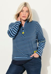 Ulla Popken CONTRAST COLOR DETAIL STRIPED TEE - Langarmshirt - navy blue