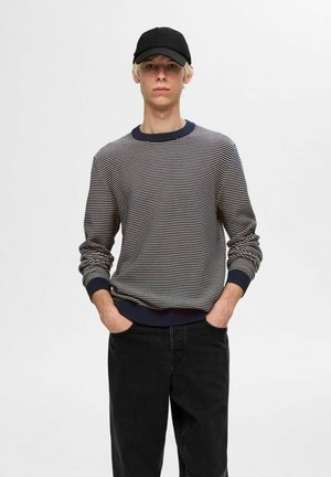 Selected Homme GESTREIFTER RUNDHALS - Jersey de punto - sky captain