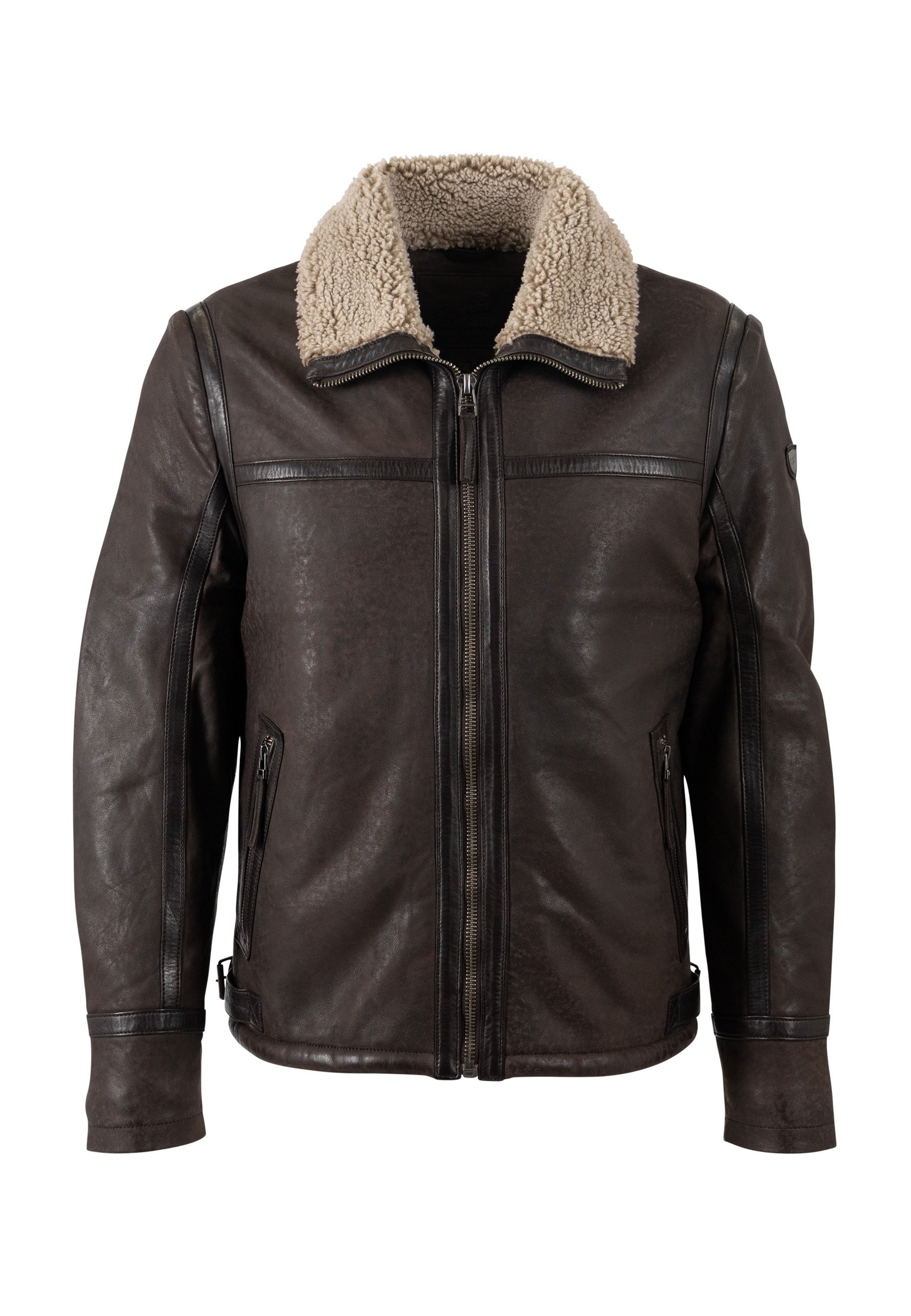 Mauritius Leather jacket - dark taupe/taupe - Zalando