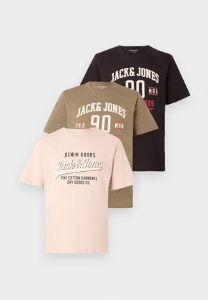 CREW NECK 3 PACK - T-shirt imprimé - dusty olive pack wmoonbeam black