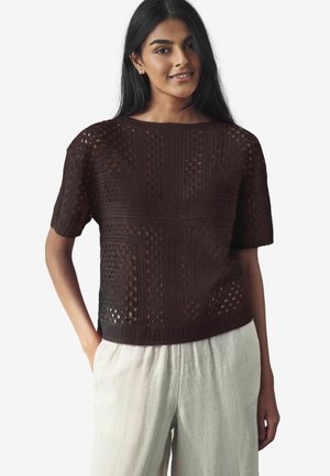 Print T-shirt - brown chocolate