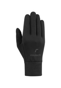 Gants noirs en matériau lisse et flexible avec un design ajusté au poignet. Présente un logo subtil sur le côté de la paume.