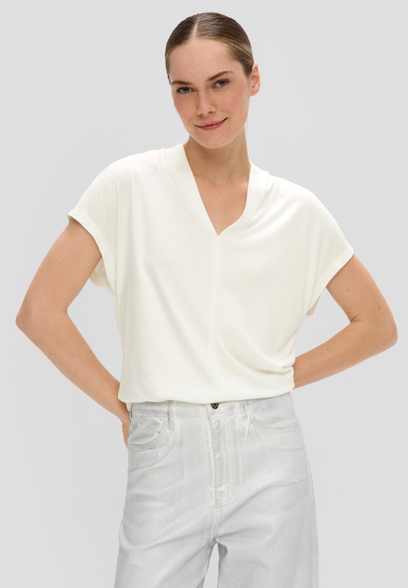 s.Oliver BLACK LABEL MIT V-AUSSCHNITT - T-shirt basic - ecru