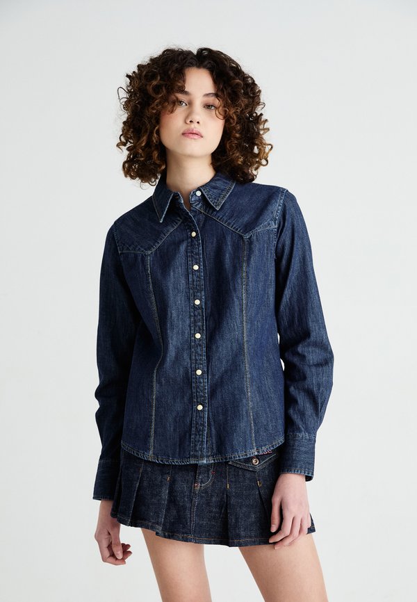 EXAG YOKE  - Button-down blouse - saddle