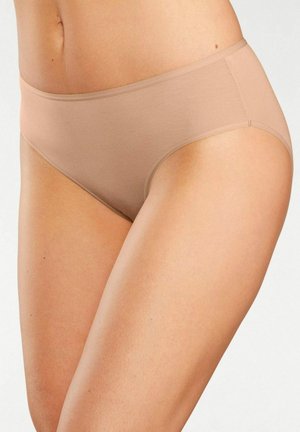 Lichtbeige katoenen hipsterondergoed met naadloze randen en een zachte textuur, met een medium taille en een minimalistisch ontwerp.