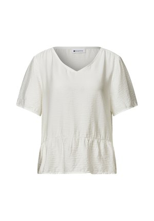 Street One, KURZARM BLUSE MIT V-NECK UND SCHÖSSCHEN - Bluse - off white