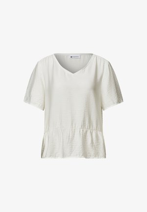 Street One, KURZARM BLUSE MIT V-NECK UND SCHÖSSCHEN - Bluse - off white