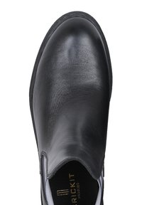 Czarne skórzane buty wsuwane o gładkiej powierzchni, zaokrąglonym nosku i elastycznych panelach bocznych. Posiadają wyściełaną wkładkę i cienką podeszwę.