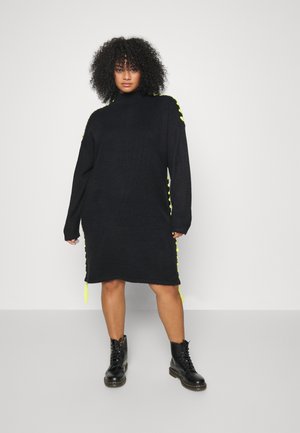 NMDONNA HIGH NECK - Jumper dress - black/sulphur spring